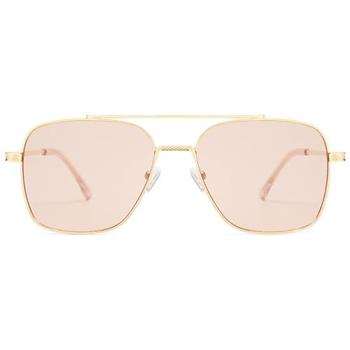 SOJOS Aviator Sunglasses for Men Womens Trendy Designer Shades SJ1232,Gold/Brown | Amazon (US)