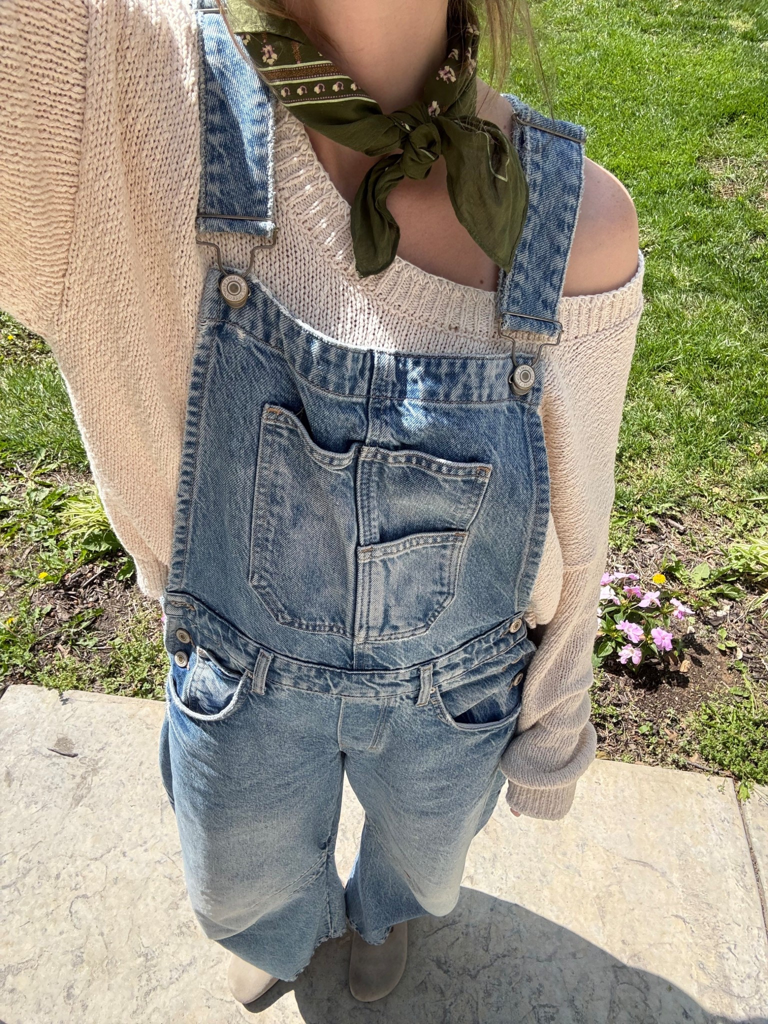 medium in pullover (sized up), small in overalls! Favorite scarf, so versatile and comes in a few colors! 

Spring outfit, mom outfit, summer 

#LTKmomlife #LTKootd