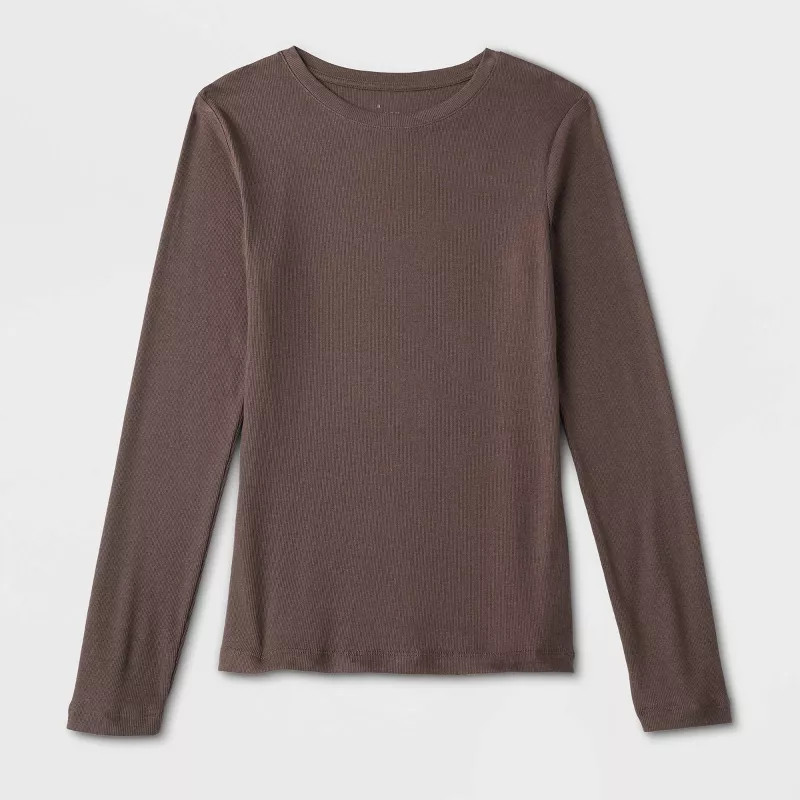 Women's Slim Fit Long Sleeve Ribbed T-Shirt - A New Day™ | Target