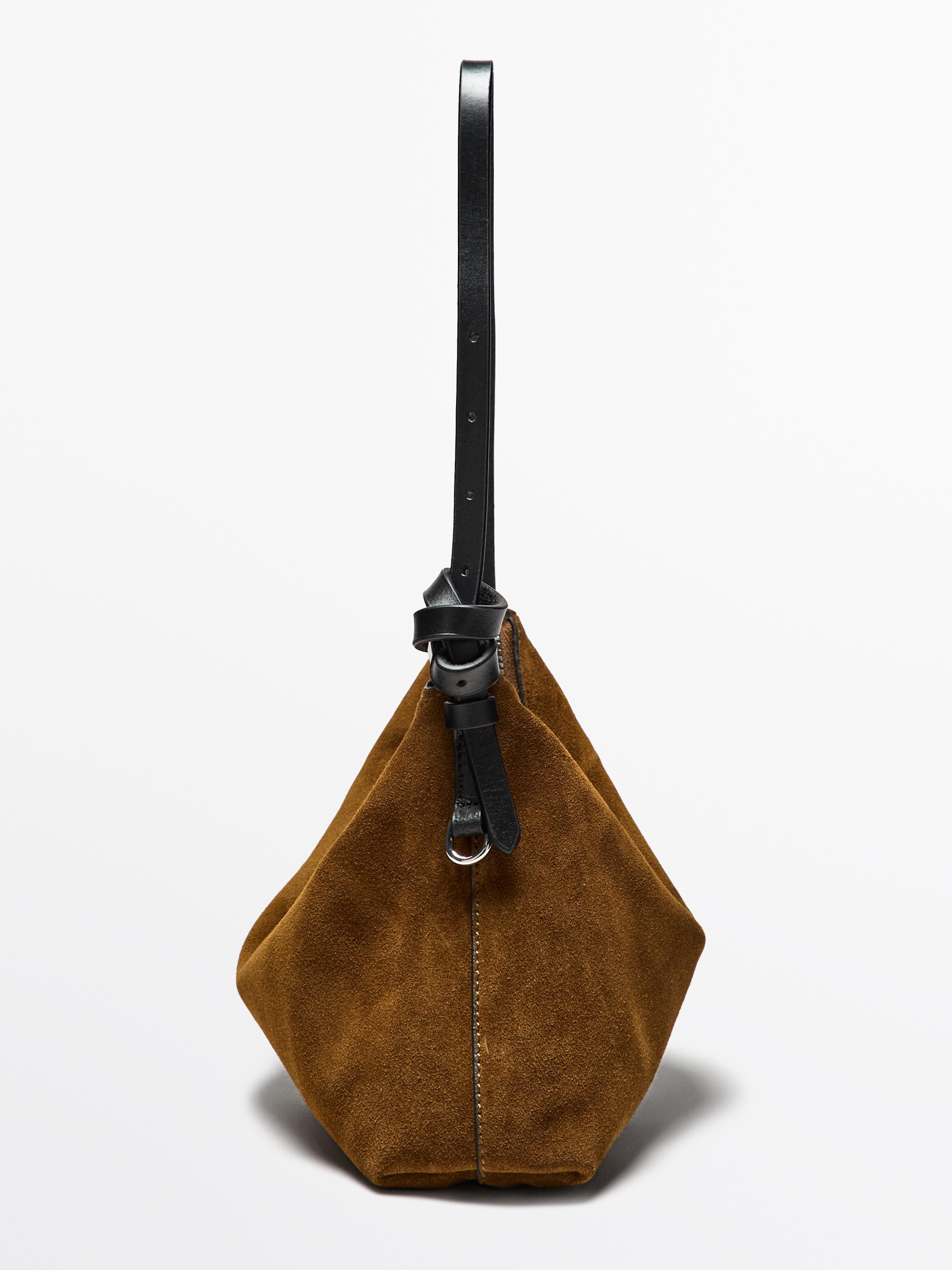Small split suede leather bag | Massimo Dutti UK