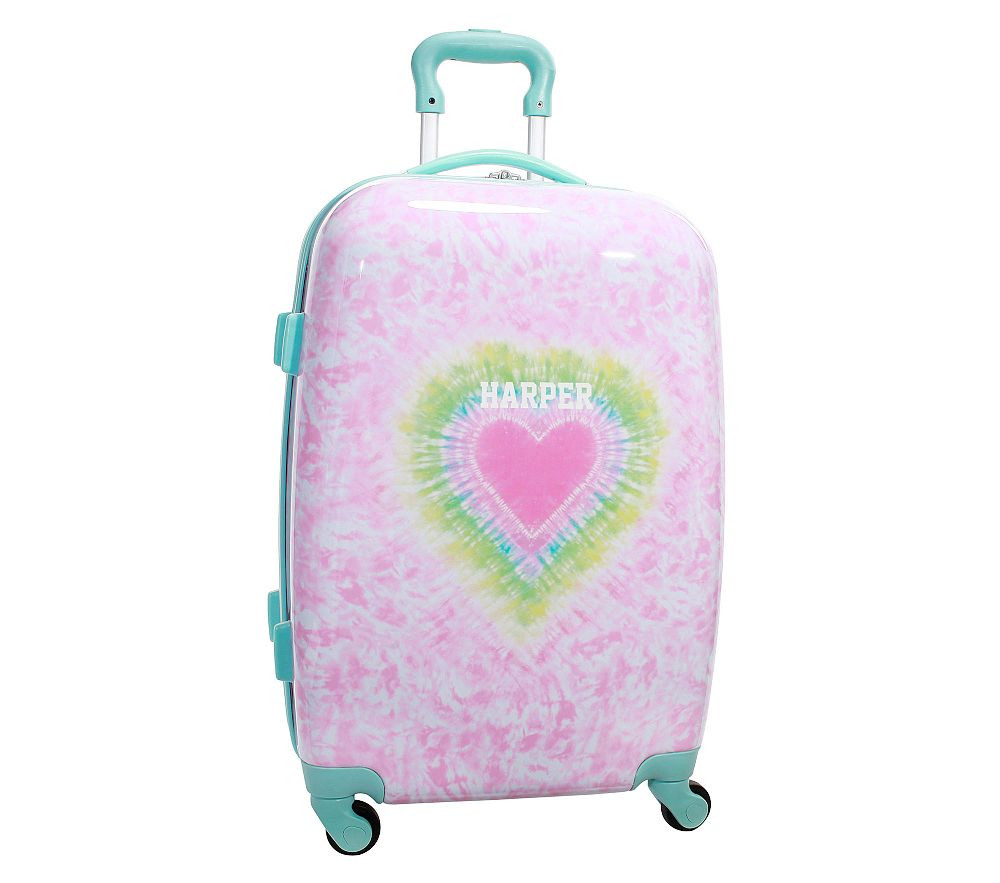 Mackenzie Pink Heart Tie Dye Hard-Sided Luggage | Pottery Barn Kids