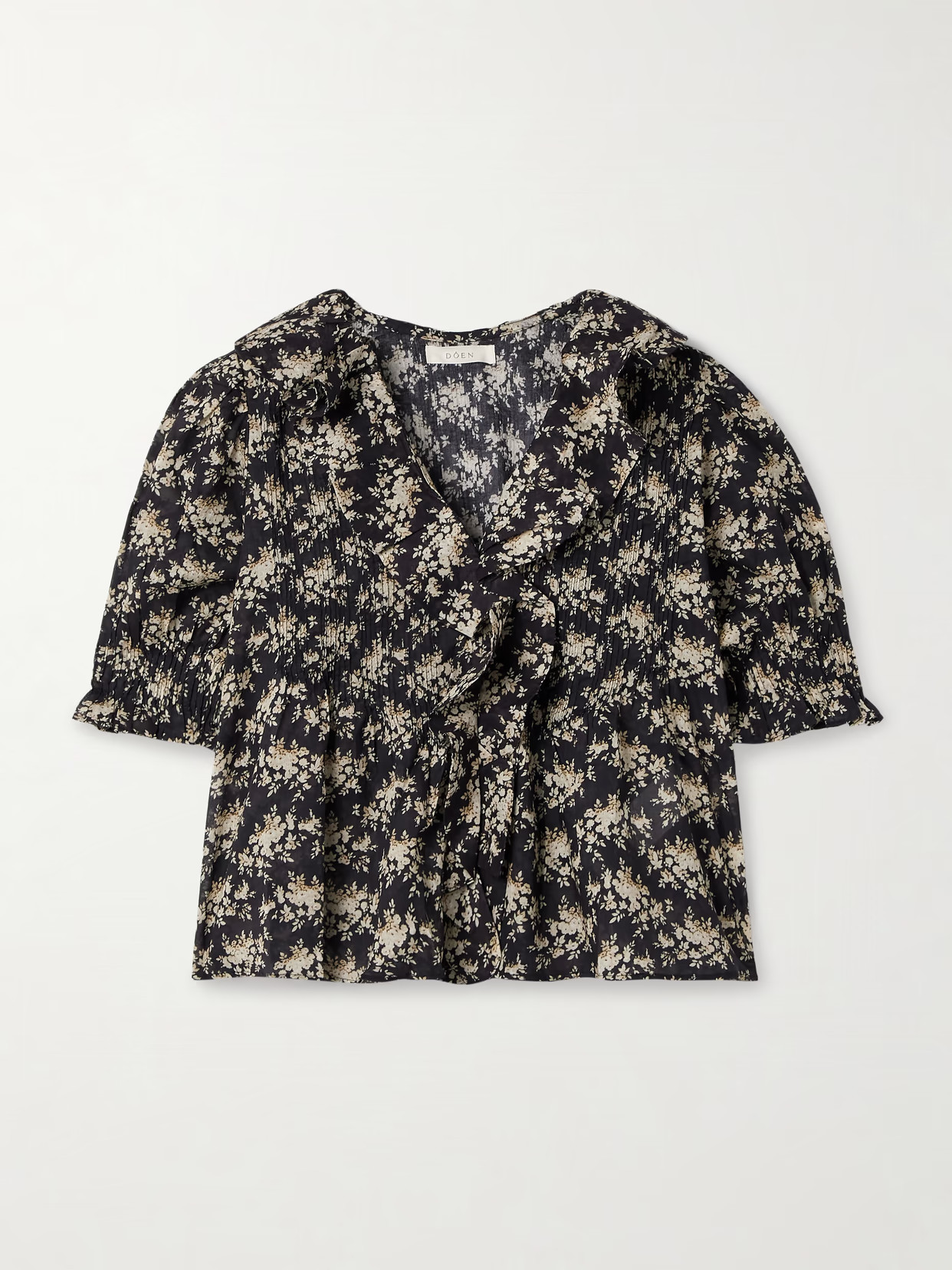 DÔEN - Henri Ruffled Pintucked Floral-print Organic Cotton-voile Top - Multi | NET-A-PORTER (US)