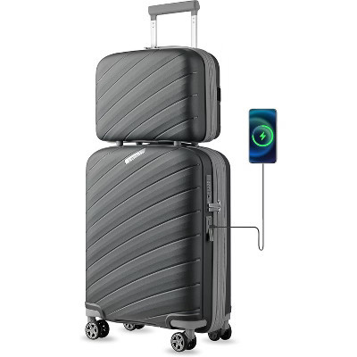 LUGGEX Carry on Luggage, Lightweight Suitcase 2 Piece(14/20) with Spinner Wheels,Grey,Mint Black 2 Piece(14/20) | Target