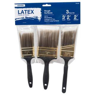 Good 2 in. Flat Cut, 3 in. Flat Cut, 2 in. Angled Sash Polyester Paint Brush Set (3-Piece) | The Home Depot
