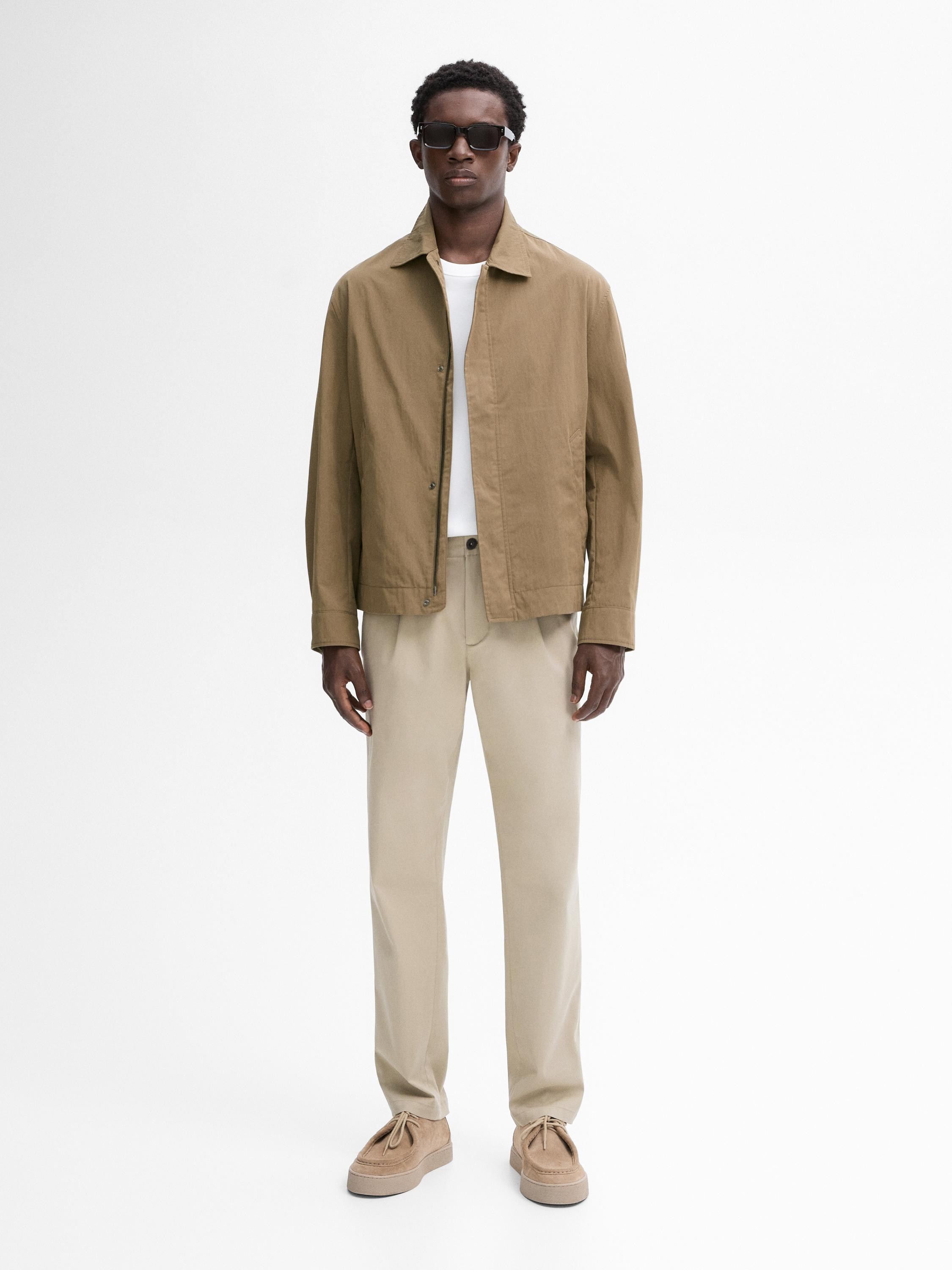 Twill snap button jacket | Massimo Dutti US
