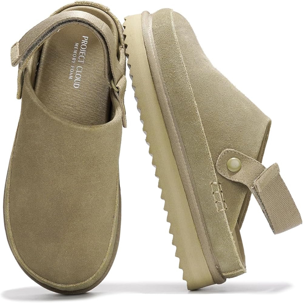 Project Cloud Genuine Suede Clogs for Women - Memory Foam Platform Clogs Womens Shoes - Nonslip S... | Amazon (US)