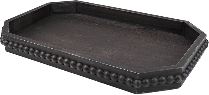 Wood Rustic Serving Tray with Beads, Farmhouse Vintage Black Decorative Tray for Table Centerpiec... | Amazon (US)