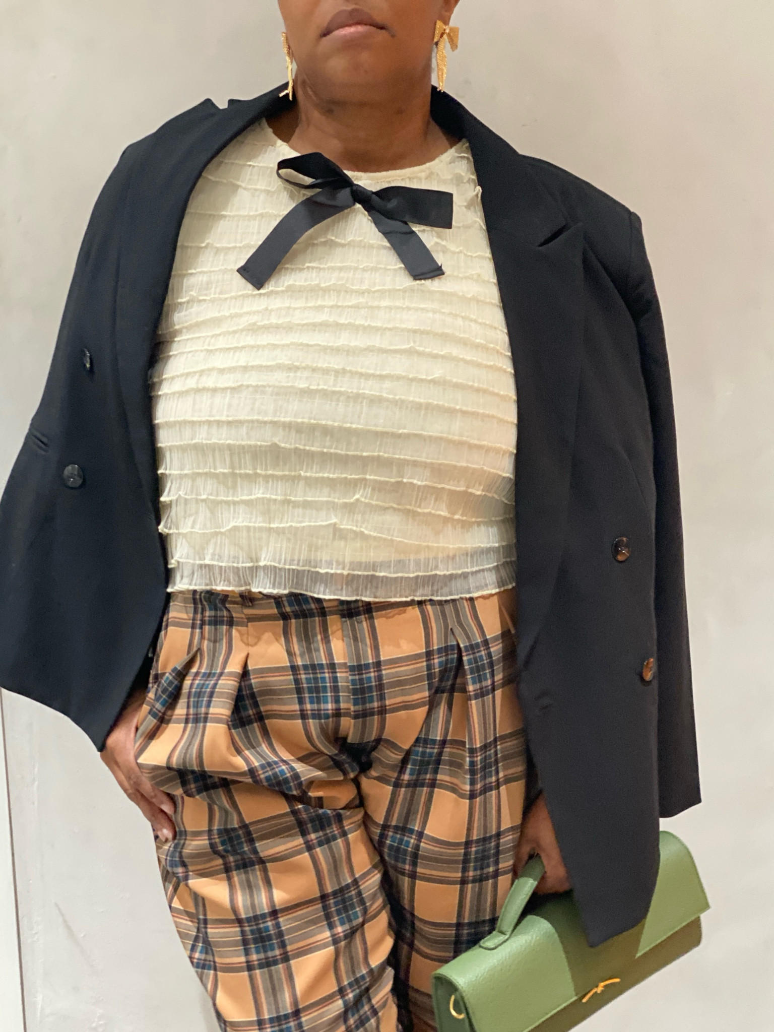 Fall essentials worn in an unexpected way. A must have oversized blazer and a pretty layering top. The wild card for sure are these plaid pants. Don’t just save these for a casual outing these pants deserve a night on the town. 

#LTKStyleTip #LTKOver40