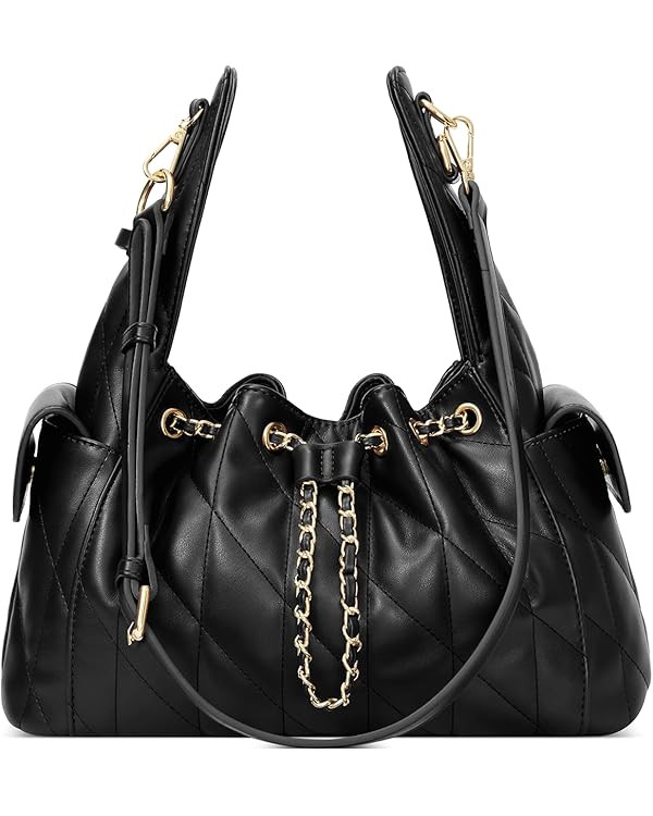 CLUCI Quilted Leather Handbag, Soft Tote Bags for Women with Adjustable Strap, Crumpled Shoulder ... | Amazon (US)