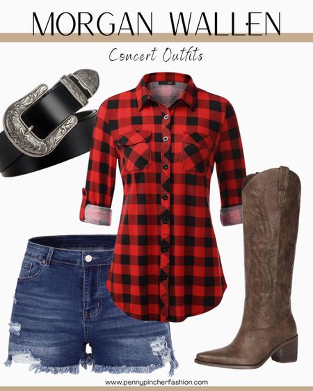 Morgan Wallen concert outfit! Classic plaid, denim shorts, and boot outfit.

#LTKfindsunder100 #LTKstyletip