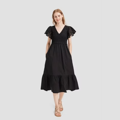 Women's Flutter Short Sleeve Midi A-Line Dress - Universal Thread™ | Target