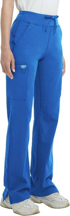 QBK High Rise Yoga Scrub Pants Women - Straight Wide Leg Uniform Pants with Cargo Pocket, Anti-Wr... | Amazon (US)