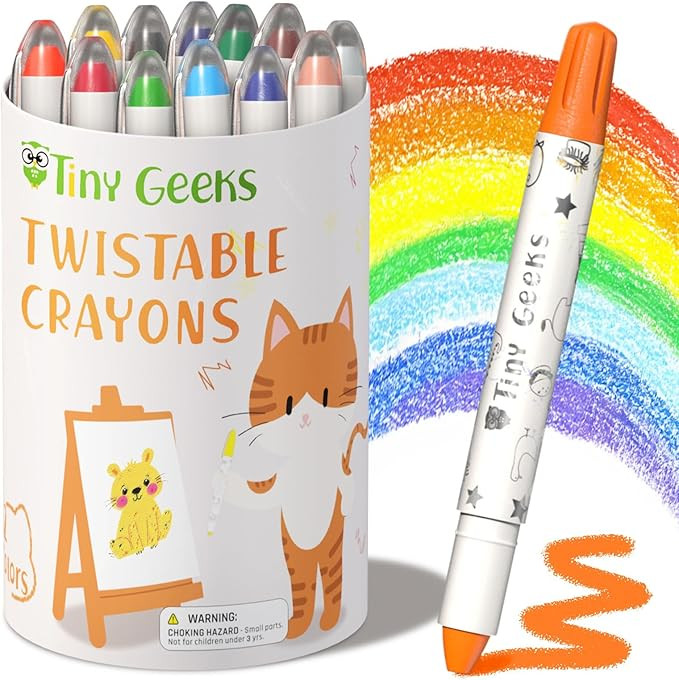 12 Twistable Crayons - Non Toxic, Washable Crayons for Toddlers, Kids Ages 3-8 - Easy To Hold - P... | Amazon (US)