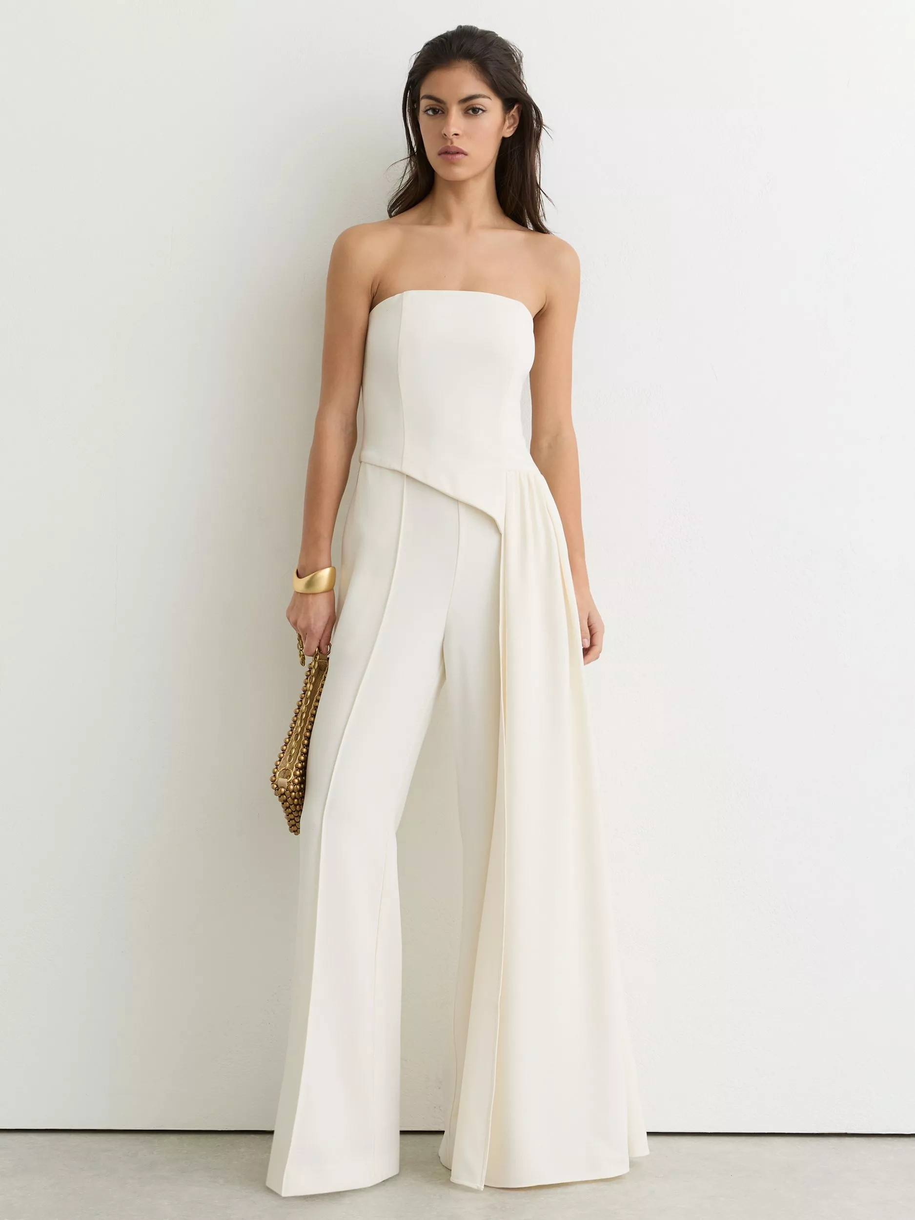 Leah Drape Detail Jumpsuit, Ivory | John Lewis (UK)