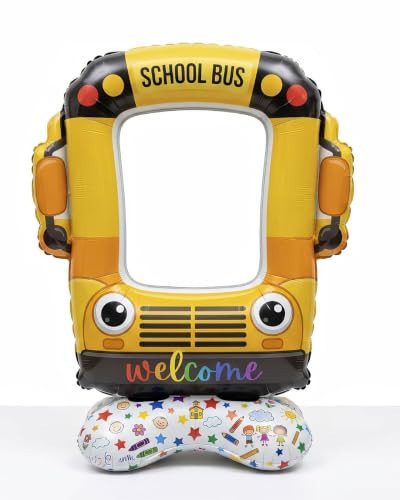50" Giant Self Standing Back to School Bus Photo Frame Foil Balloon, 1PC | Amazon (US)