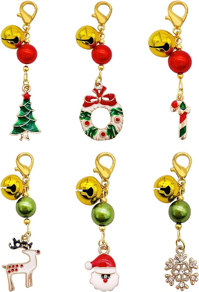 PET SHOW 6 Pack Holiday Dog Collar Charms Bells for Small Dogs Clip-on | Amazon (US)