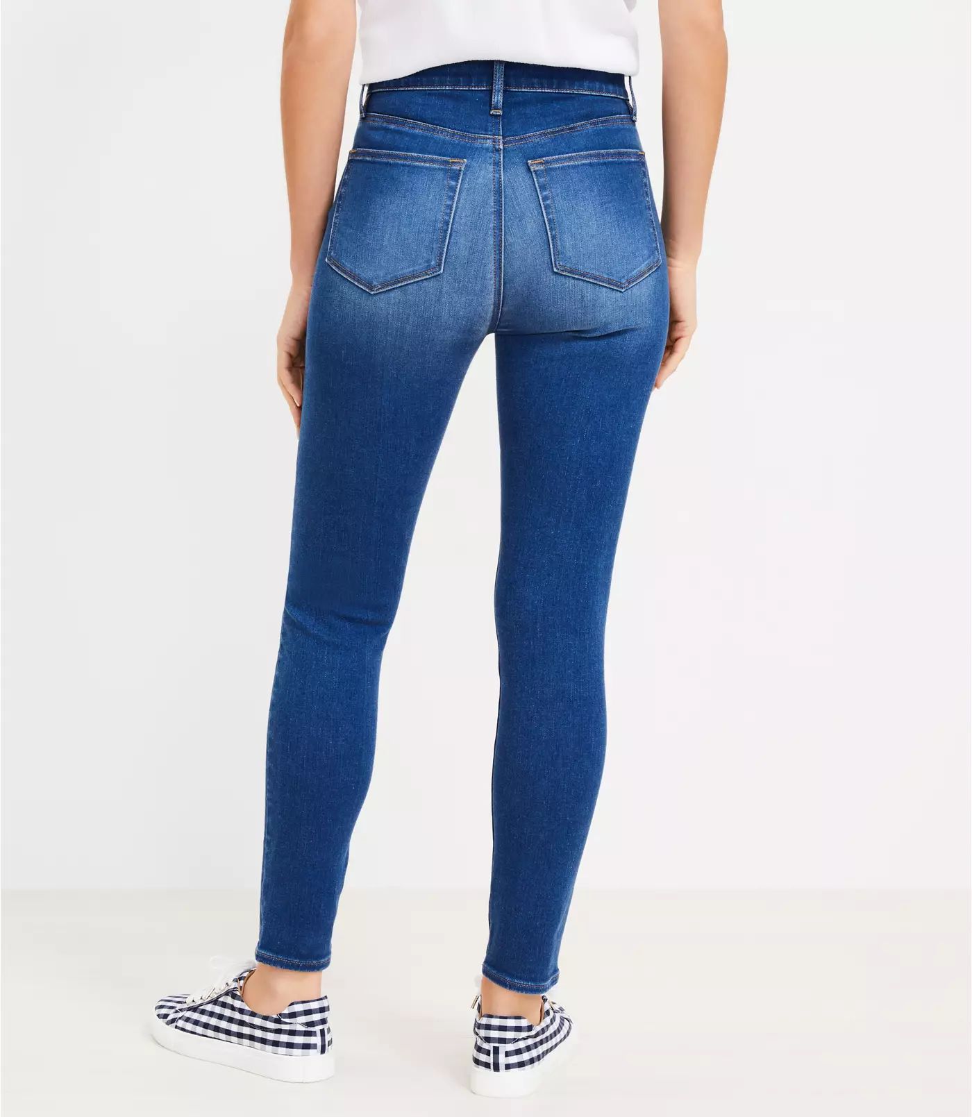 High Rise Skinny Jeans in Bright Mid Indigo Wash | LOFT