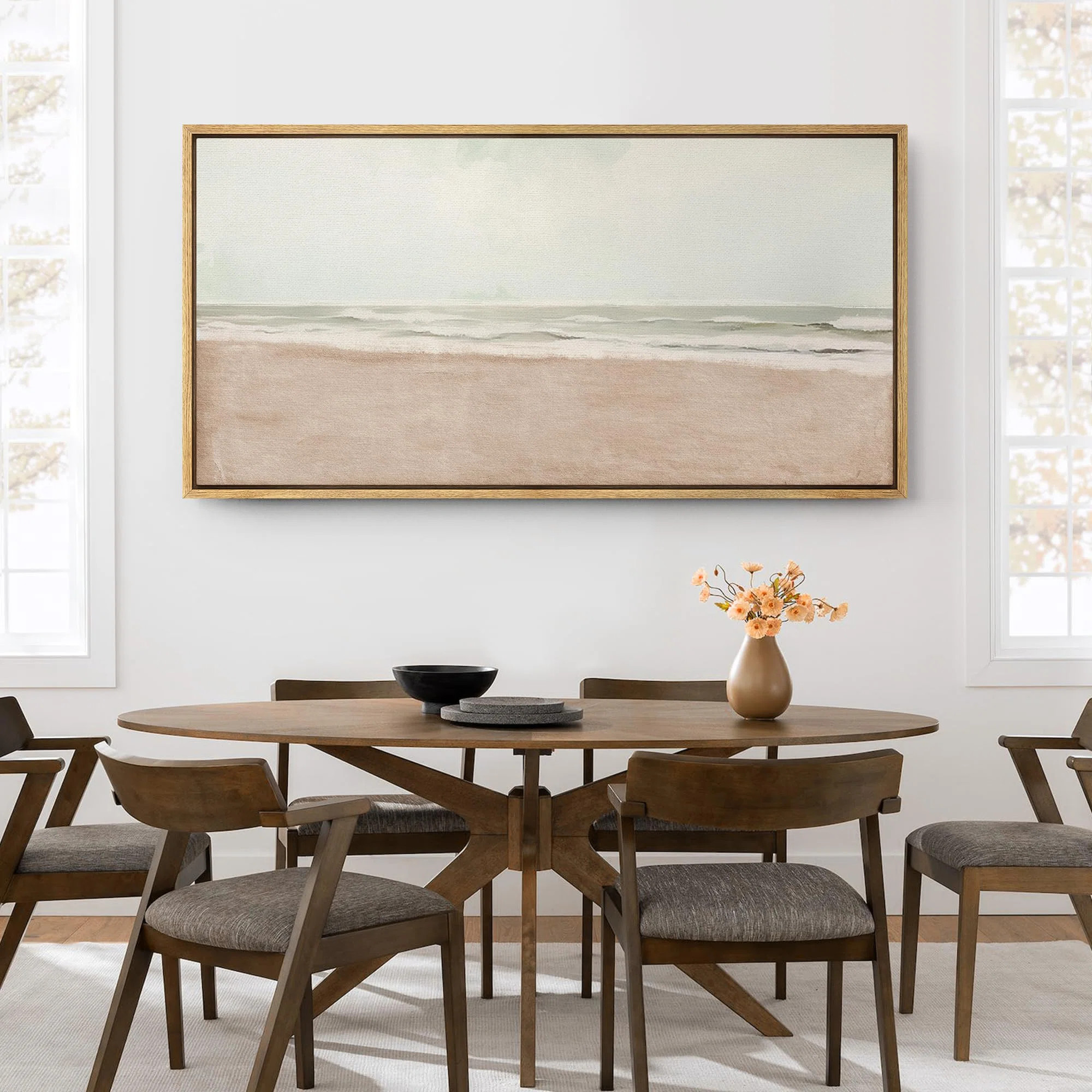 Coastal Beach " Serene Shoreline Abstract Beach Modern Art Calm Warm Extra Large Artwork Pictures... | Wayfair North America