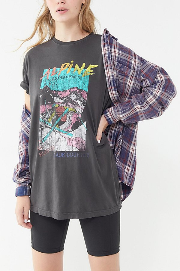Alpine Skiing Washed Cotton Tee - Black XS at Urban Outfitters | Urban Outfitters (US and RoW)
