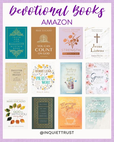 Here are some great selection of devotional books you can check out from Amazon! 
#devotionalreads #spiritualjourney #affordablefinds #booklovers

#LTKstyletip #LTKfindsunder50 #LTKSeasonal