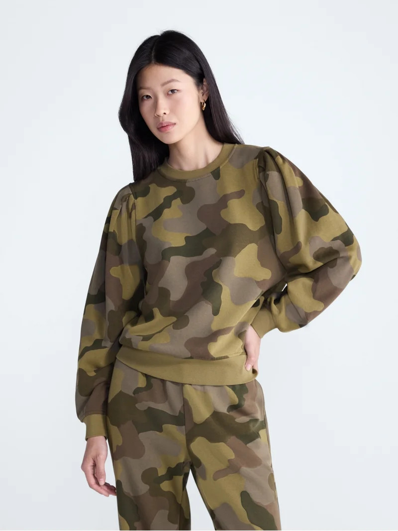 Scoop Women\u2019s and Women's Plus Pleat Shoulder Sweatshirt, Sizes XS-4X | Walmart (US)
