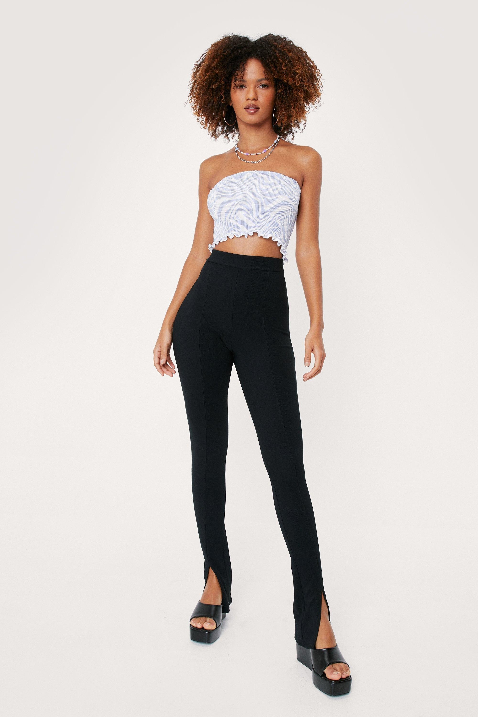 Calças de flare de cintura alta split | Nasty Gal (US)