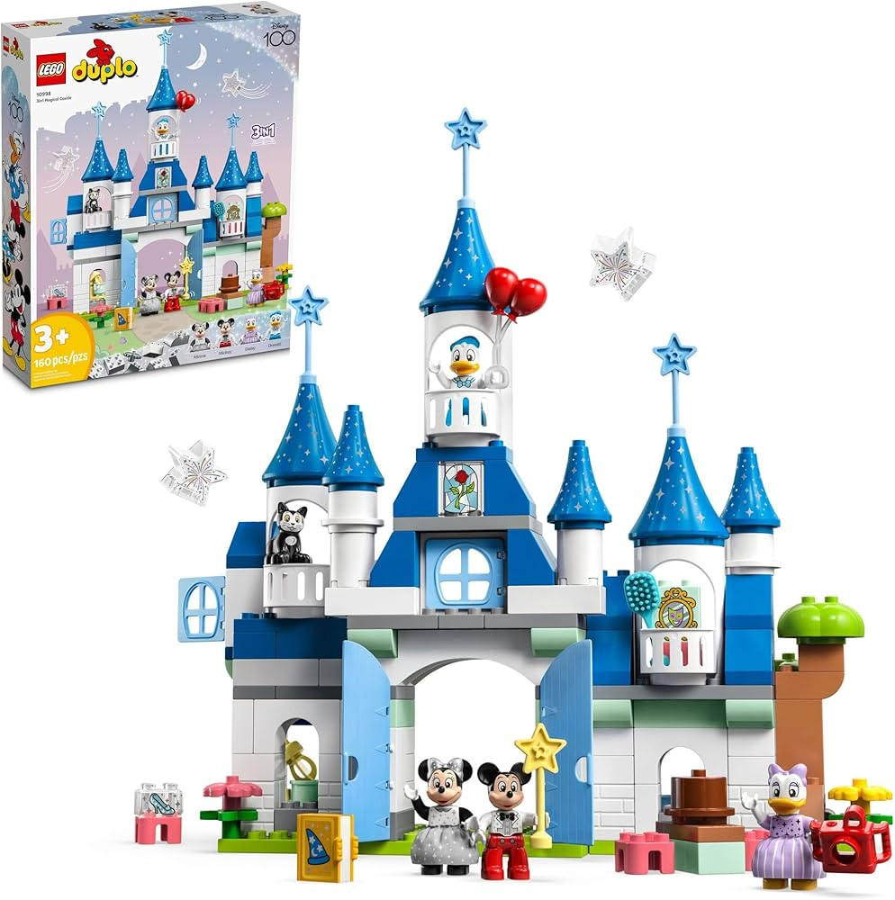 LEGO DUPLO Disney 3in1 Magic Castle Building Set for Family Play with 5 Disney Figures Including Mickey, Minnie, and Their Friends, Magical Disney 100 Adventure Toy for Toddlers Ages 3 and Up, 10998 | Amazon (US)