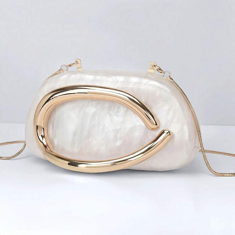 Cartera Acrílico Blanco Perlado | SHEIN