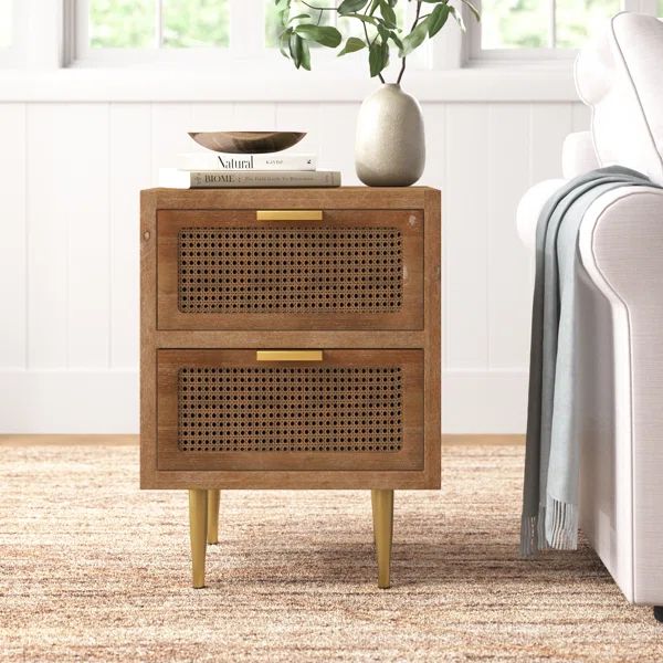 Nador 24.4'' Tall 2 - Drawer Nightstand in Brown | Wayfair North America