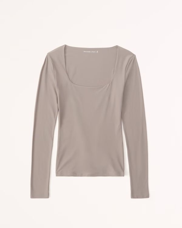 Women's Soft Matte Seamless Long-Sleeve Tuckable Squareneck Top | Women's Tops | Abercrombie.com | Abercrombie & Fitch (US)