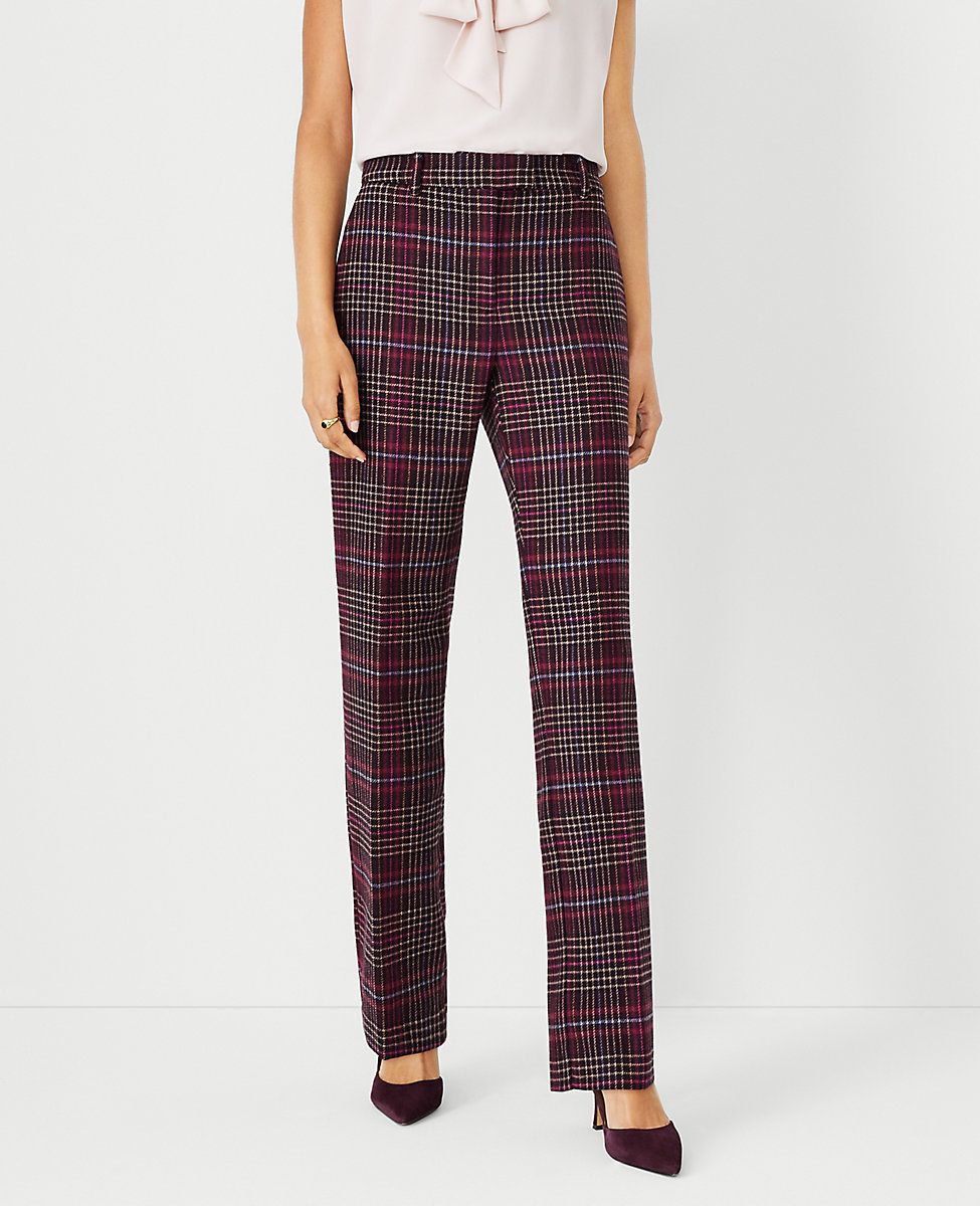 The High Rise Straight Pant in Brushed Plaid | Ann Taylor (US)