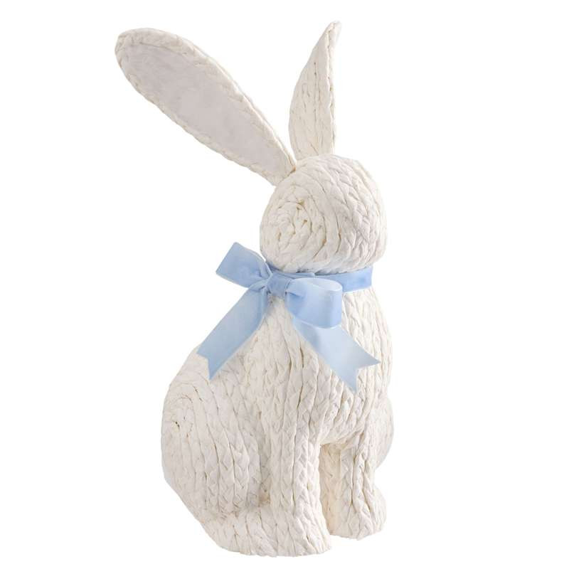 White & Blue Seagrass Bunny, 18" | At Home