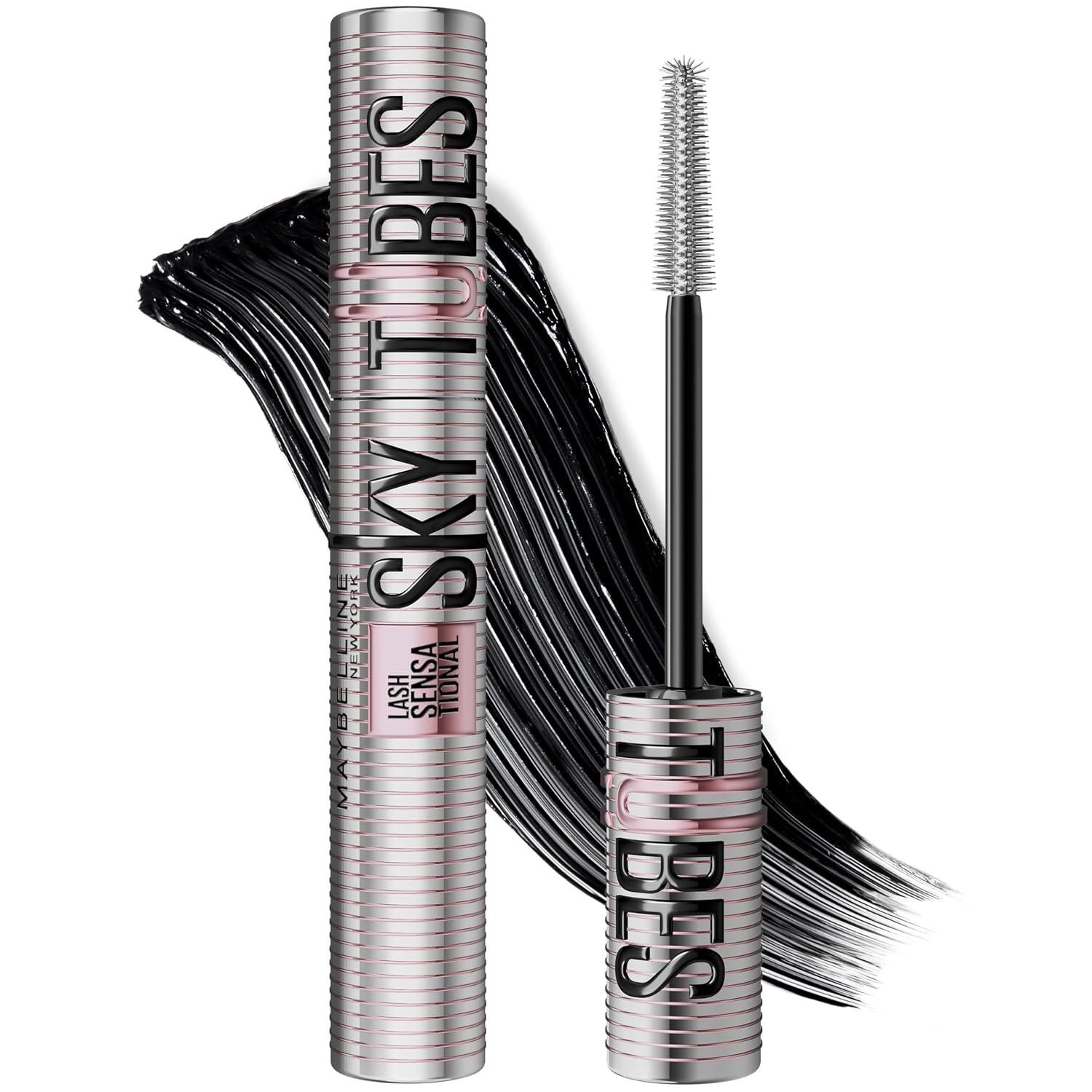 Maybelline Lash Sensational Sky Tubes Tubing Mascara, Extension-Like Lengthening and Volumizing Mascara, 24HR Eye Makeup with Shea Butter & Castor Oil, Very Black, 1 Count | Amazon (US)