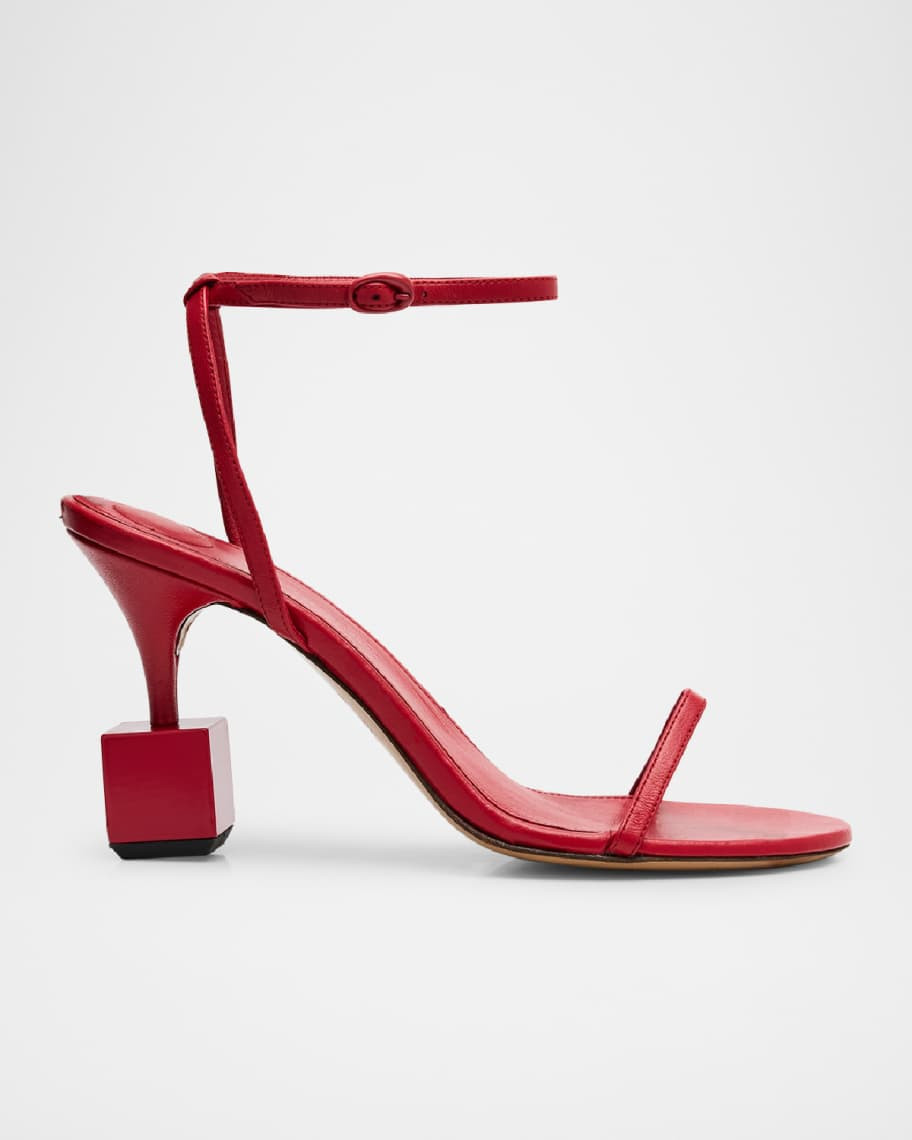 Jacquemus Les Sandales Cube-Heel Leather Sandals | Neiman Marcus