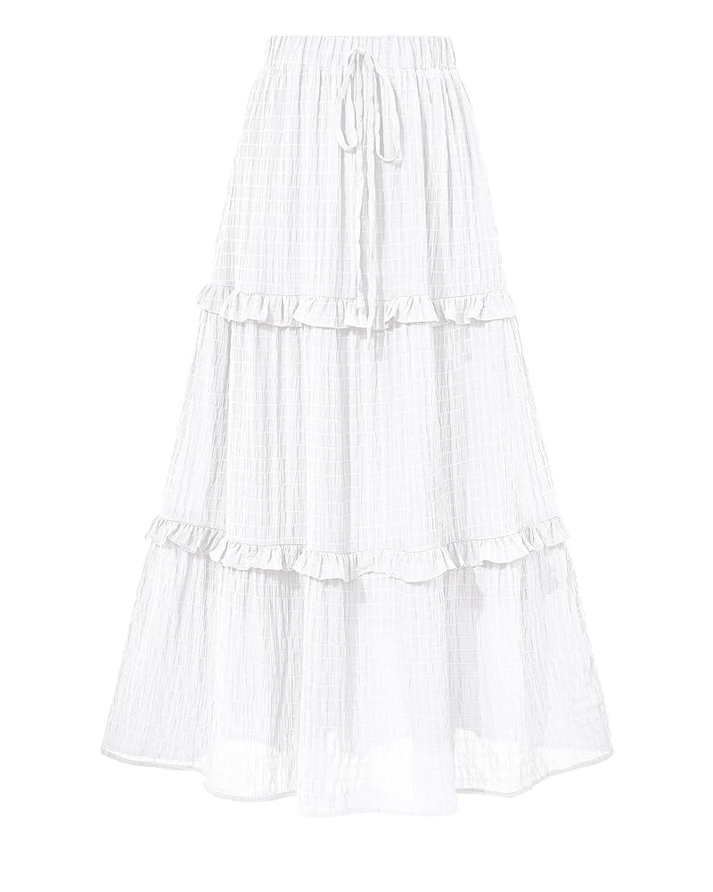 BTFBM Women's Long Summer Skirt 2025 Elegant High Waist Cocktail Party Wedding Guest Dress Flared... | Amazon (US)