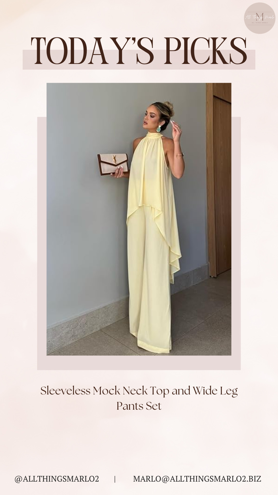 Sleeveless Mock Neck Top and Wide Leg Pants Set 

 #LTKootd #LTKWorkwear #LTKTravel