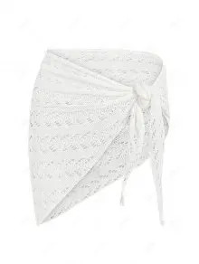 ZAFUL Women\'s Beach Vacation Openwork Knitted Tie Side Sarong Style Mini Skirt | ZAFUL (Global)