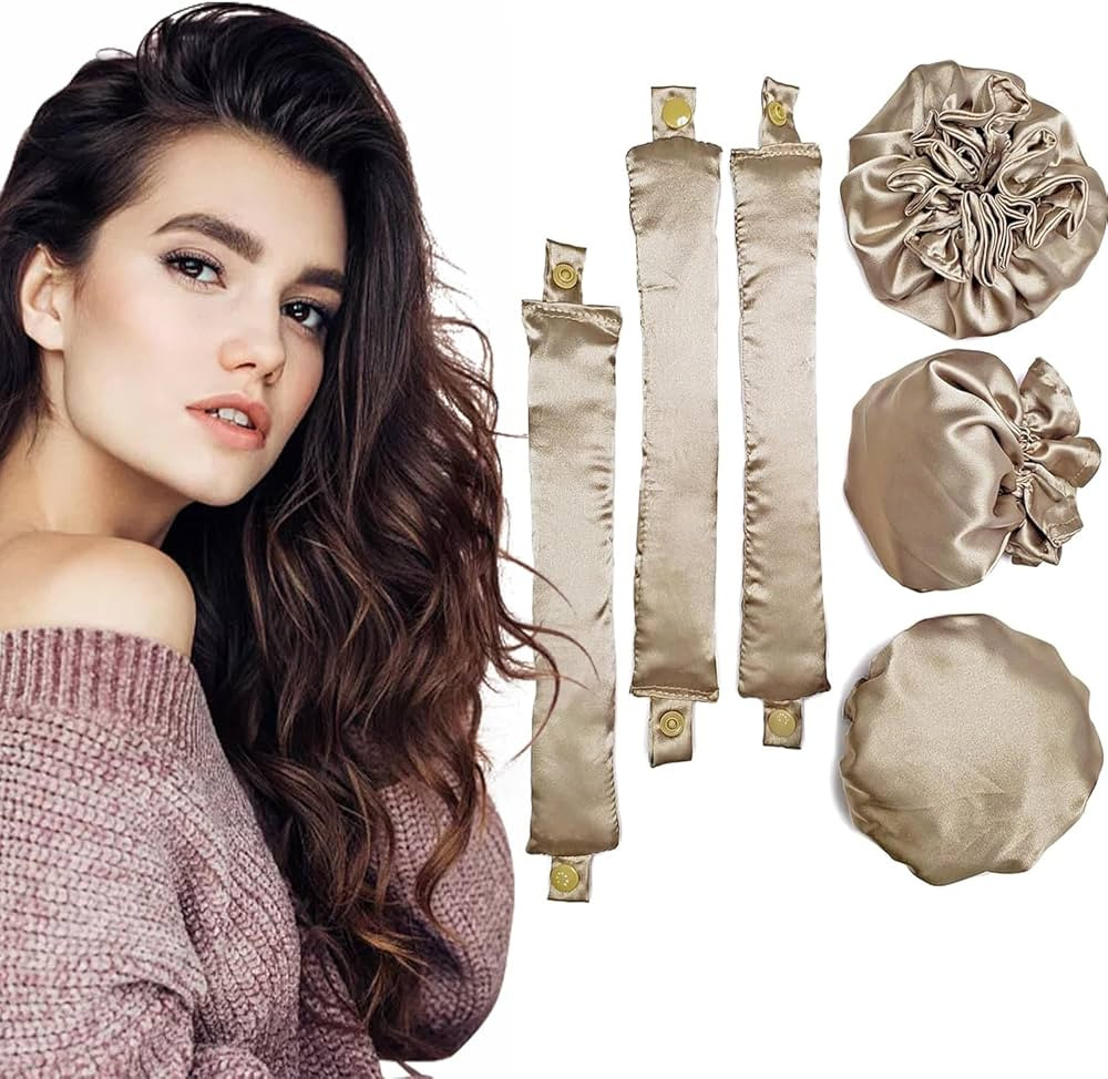 MXNSLWA 6PCS Heatless Hair Curler,New Satin Hair Rollers for Heatless Curls with Hair Caps 3 Set,... | Amazon (US)