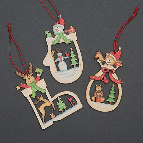 SHATCHI Christmas Tree Ornaments Wooden Aesthetic Hanging Decorations Xmas DIY Holiday Home Décor – Boot, Gloves, Sack Shape Pieces(8cm), 3 Count (Pack of 1) | Amazon (US)