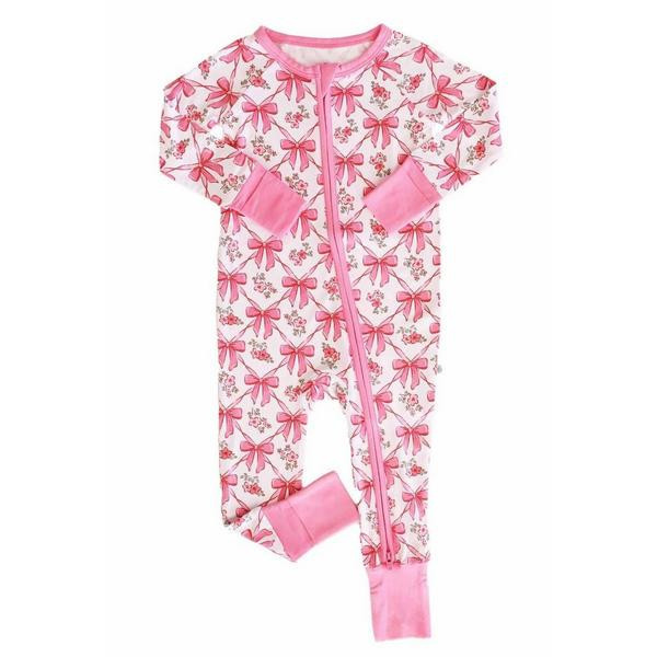 Girls' Caden Lane Zip Convertible Pajamas Baby 0/3 mo. Bow Besties | Scheels Sports