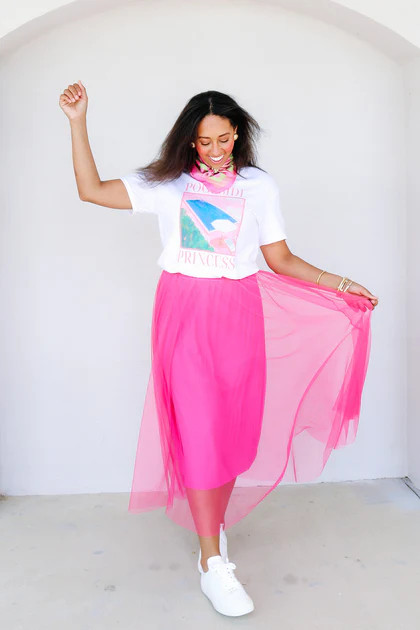 Catching Up Pink Midi Skirt | The Willow Tree