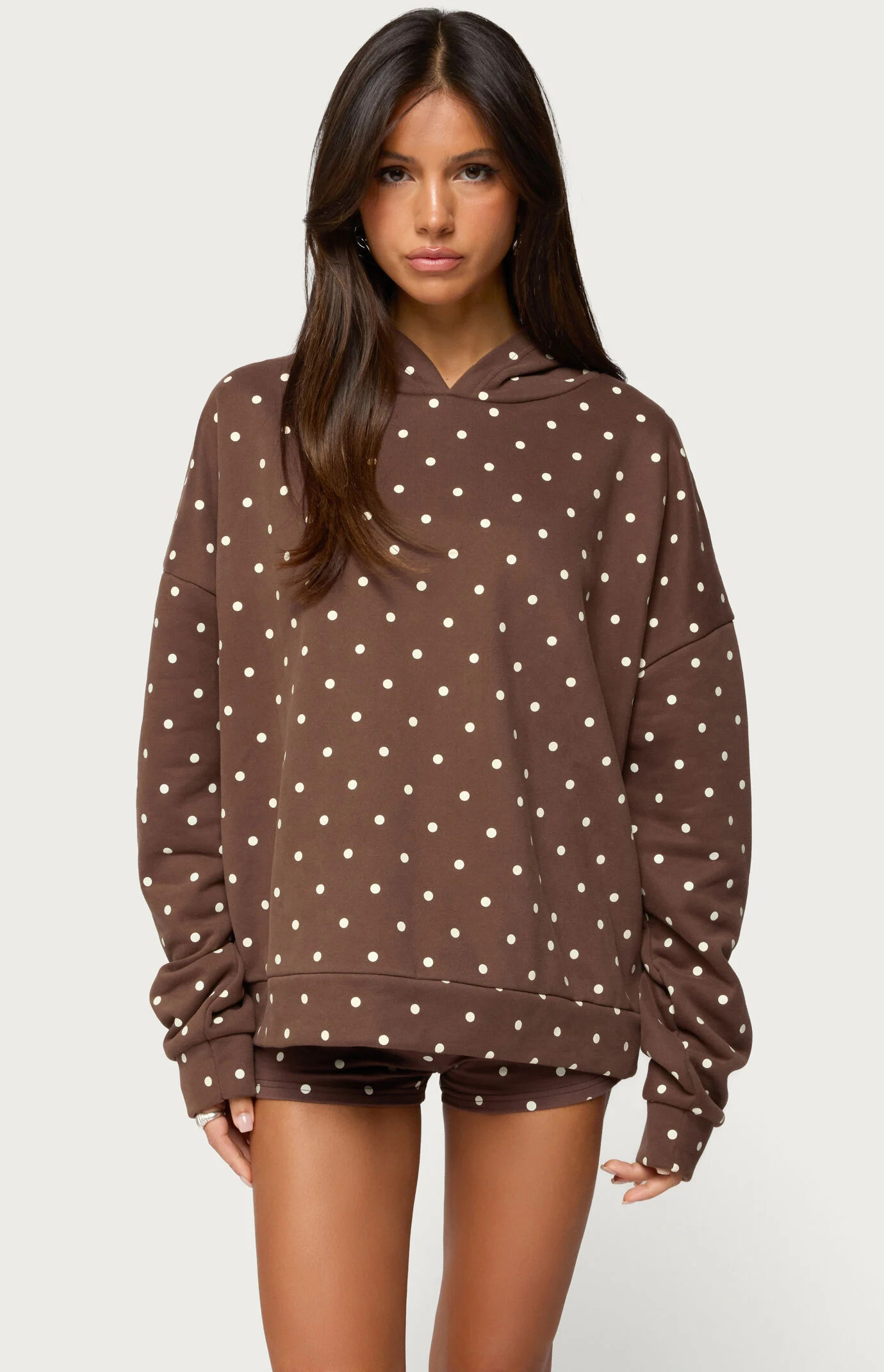 Edikted Women's Chelsie Polka Dot Hoodie in Brown - Size XL | PacSun