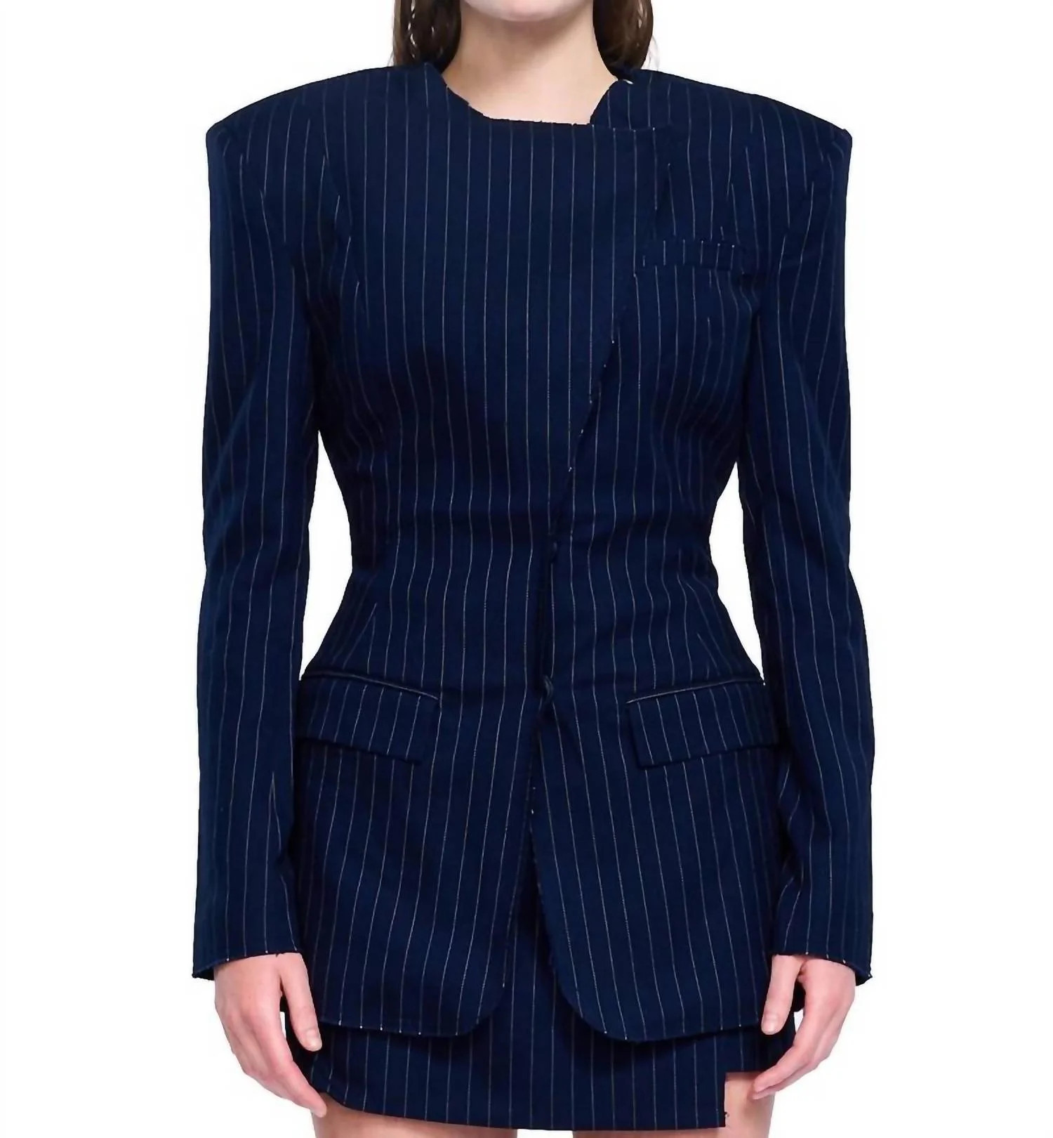 Pinstripe Blazer In Navy | Shop Simon