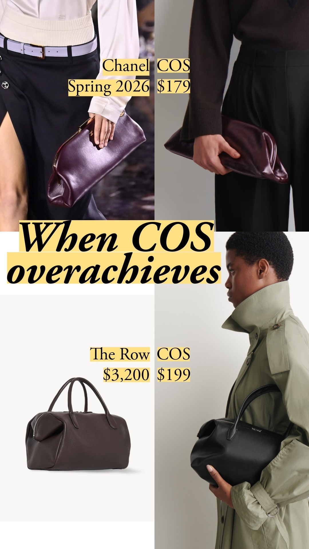 I love COS pieces I've gotten over the years, especially a super soft leather bag. This bowler looks like the same leather - satiny and supple, it reflects light beautifully. And this bag looks a lot like the new Faye bag from The Row. Their cashmere triangle scarves sell out quickly, and for good reason; their cashmere stays looking new wear after wear. A lot to love.

#LTKootd