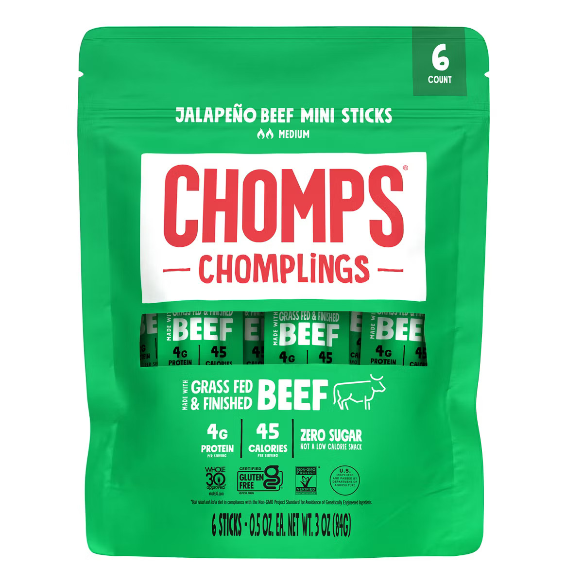 Chomps Chomplings Jalapeno Beef Mini Sticks - 3oz/6ct | Target
