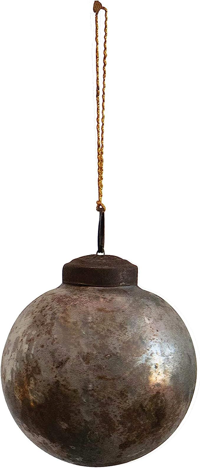 Creative Co-Op 3" Round Mercury Ball, Copper w/Verdigris Finish Glass Ornaments, Multi | Amazon (US)