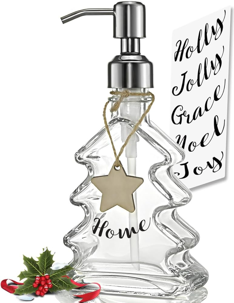 JASAI Unique Design Christmas Tree Soap Dispenser with 304 Rust Proof Stainless Steel Pump, Xmas ... | Amazon (US)