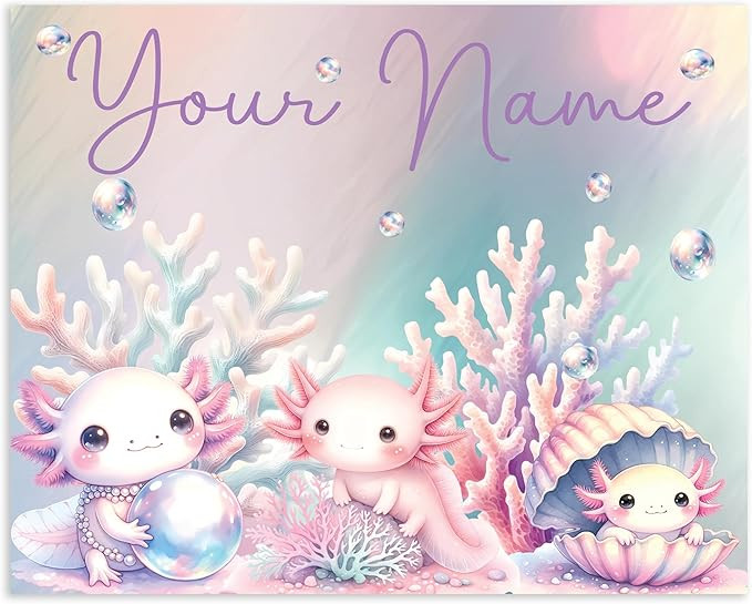Custom Axolotl Canvas Sign for Kids' Rooms - Available in 14" x 11" and 20" x 16" Sizes | Light o... | Amazon (US)