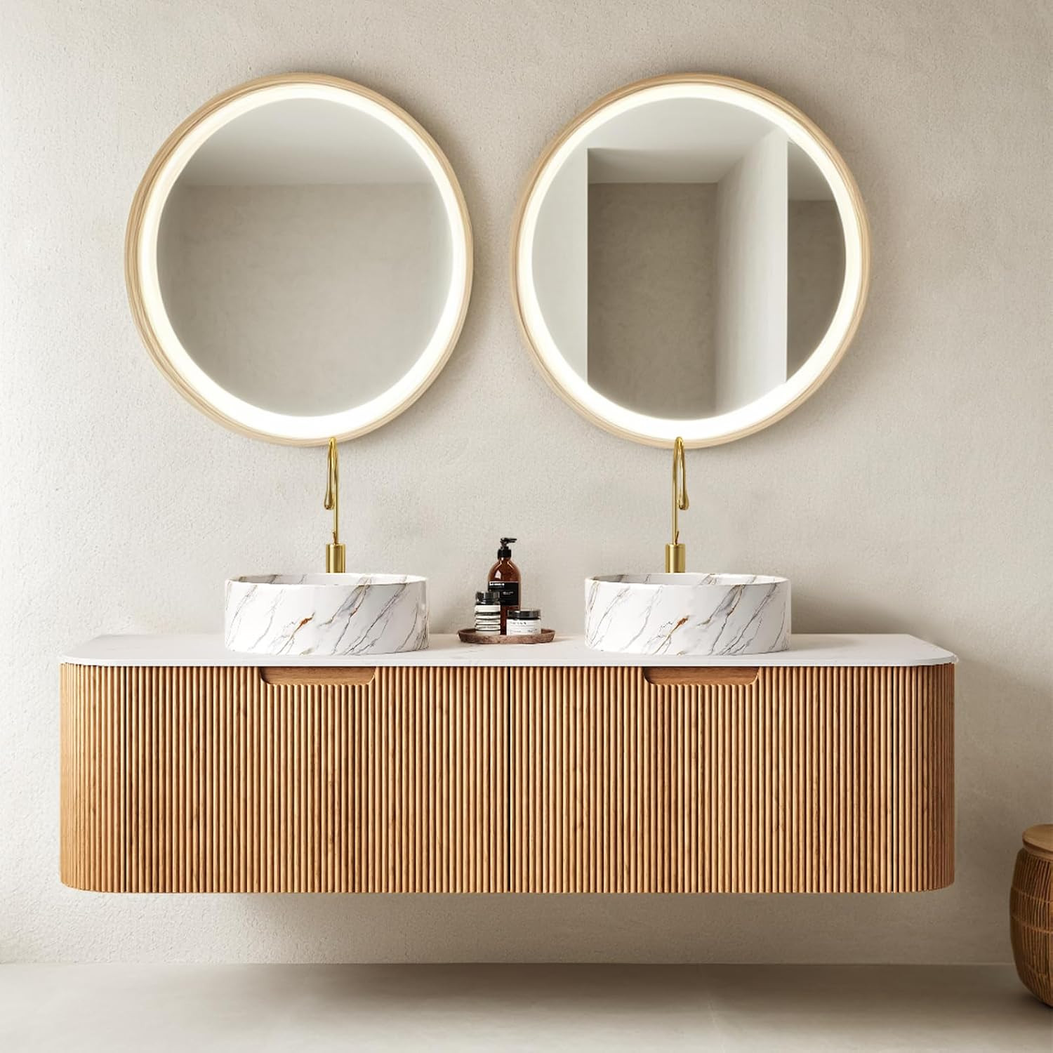 AmbroVania 60 inch Bathroom Vanity with Double Sink, Floating Bathroom Vanities with Ultra-Thin M... | Amazon (US)