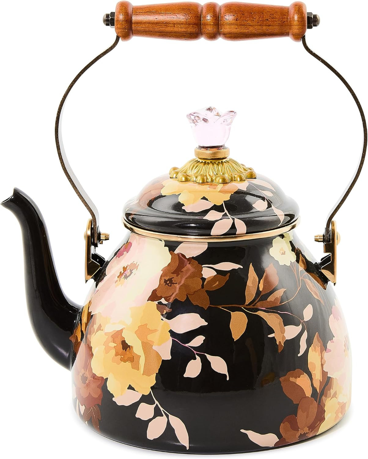 MACKENZIE-CHILDS Tea Kettle, 2 Quarts, Wild Rose Brown | Amazon (US)